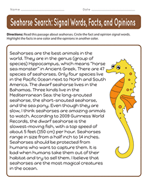 fact and opinion signal words