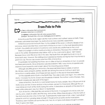 fact and opinion worksheet 4th grade