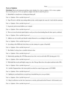 fact and opinion worksheet 6th grade