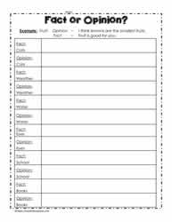 Fact Or Opinion Worksheets