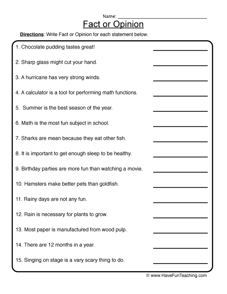 fact and opinion worksheet college