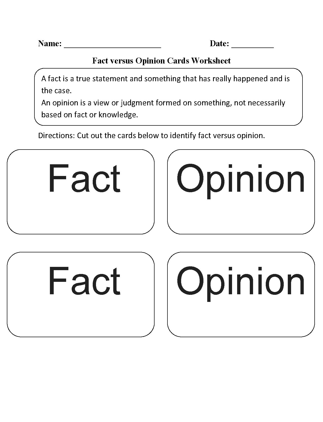 fact and opinion worksheet for grade 1