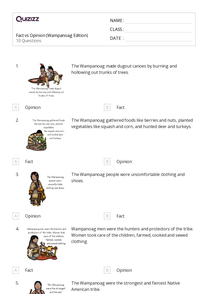 50+ Fact vs. Opinion worksheets for 1st Grade on Quizizz Free