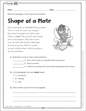 fact and opinion worksheet for second grade