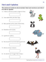 fact and opinion worksheet kindergarten