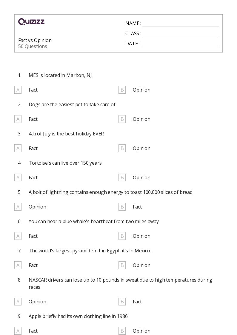 fact and opinion worksheet kindergarten