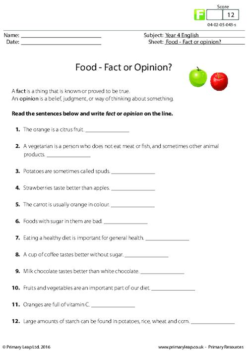 fact and opinion worksheet middle school