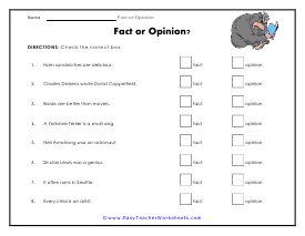 Fact or Opinion Worksheets