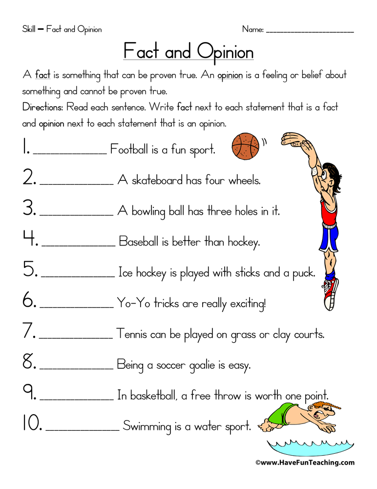 fact and opinion worksheet