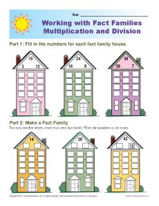fact families multiplication and division worksheet