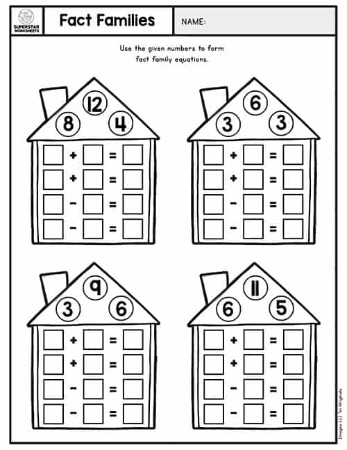 fact families worksheet first grade