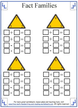 fact families worksheet first grade