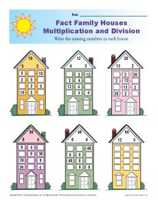 fact families worksheet multiplication and division