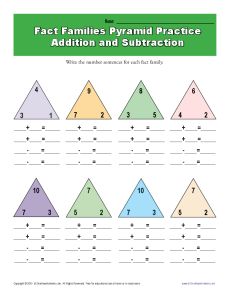 fact family printable math worksheet