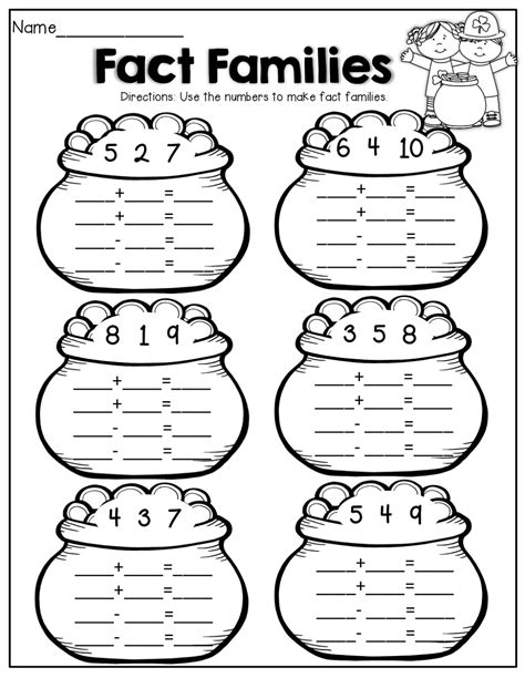 fact family triangles worksheet printable