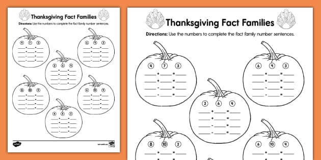addition,subtraction,facts,Thanjsgiving, fall, Autumn,snow,grade 2 ...