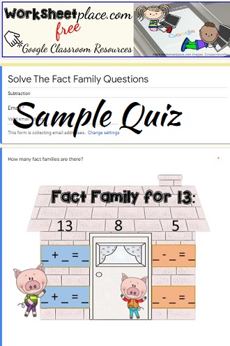 fact family worksheet and answers
