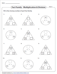 fact family worksheet and answers