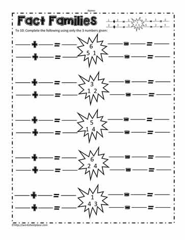 fact family worksheet for 2nd grade