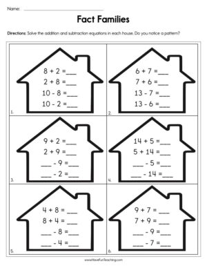 fact family worksheet for 2nd grade