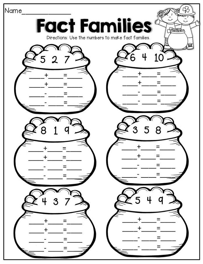 fact family worksheet for first grade
