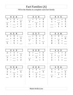 fact family worksheet free