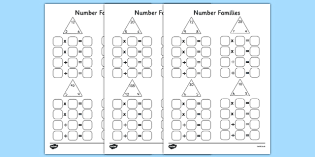 fact family worksheet multiplication