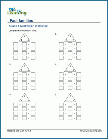 fact family worksheet printable