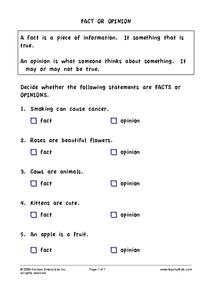 fact opinion worksheet