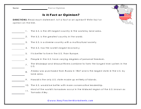 fact or opinion worksheet answers