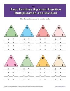 fact triangles worksheet