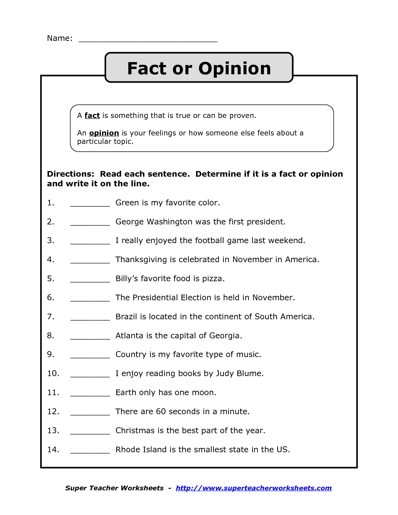 fact vs opinion worksheet - Google Search | Fact and opinion, Fact ...