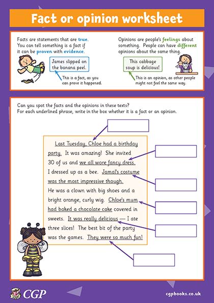 Fact or Opinion Worksheet: Foundation (Years 5-6) | CGP Plus