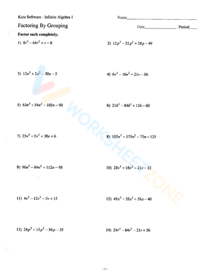 Free Printable Factoring by Grouping Worksheets for Students