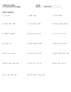 College Prep Algebra, GCF and Factor By Grouping Lesson Plan for ...
