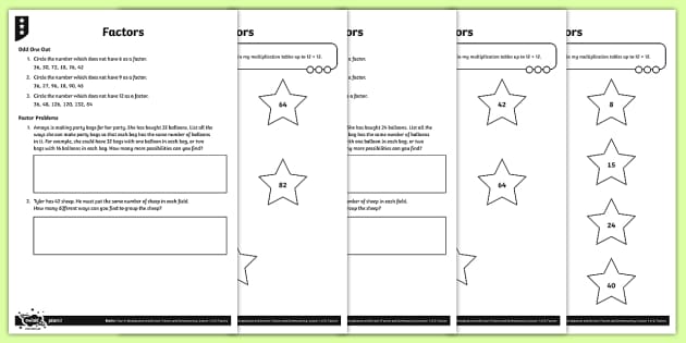 Factor Pairs Worksheets - Primary Resources (teacher made)