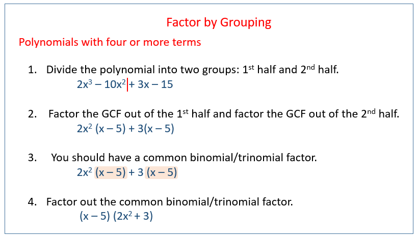 factor polynomials by grouping worksheet