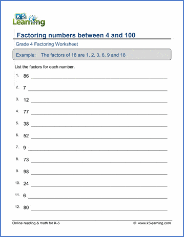 Grade 4 Factoring Worksheets - free &  printable | Worsheets library