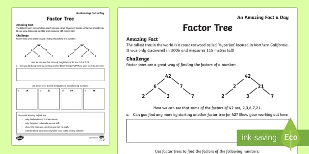 Factor Trees Worksheet - Teaching Resource (Lehrer gemacht)