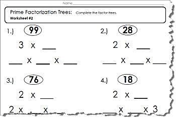 Factor Tree Worksheets