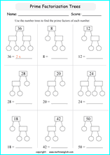 Free printable factor, multiples, factorization, prime numbers ...