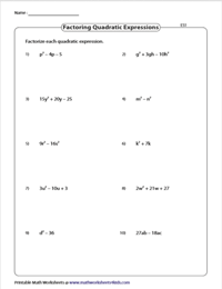 factor trinomials worksheet answers