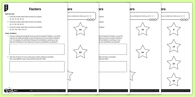 Factor Pairs Worksheets - Primary Resources (teacher made)
