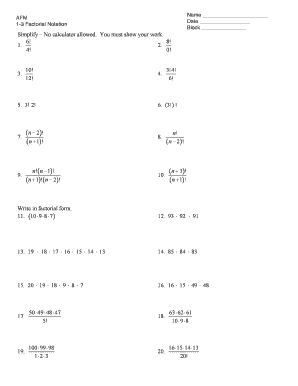 Factorial Worksheet - Fill and Sign Printable Template Online