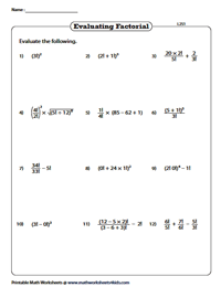 Factorial Worksheets