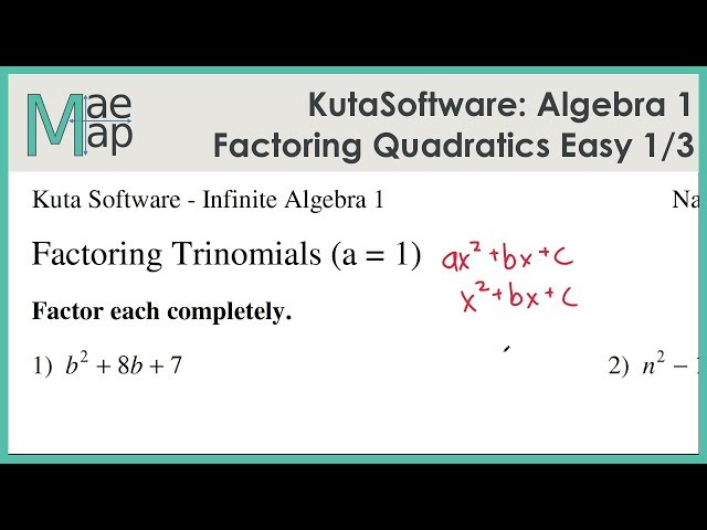 KutaSoftware: Algebra 1- Factoring Quadratic Polynomials Easy Part ...