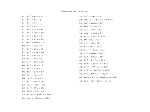 factoring ax2 bx c worksheet answers