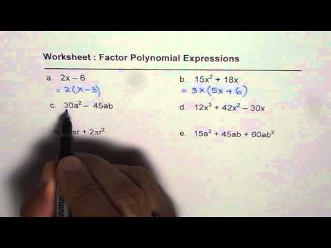 Worksheet to Factor Polynomials - YouTube
