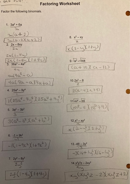 factoring by greatest common factor worksheet
