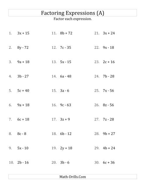 Factoring Non-Quadratic Expressions with No Squares, Simple ...